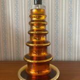 Metallic Amber Glass Table Lamp by Gustav Leek for Orrefors, 1960s