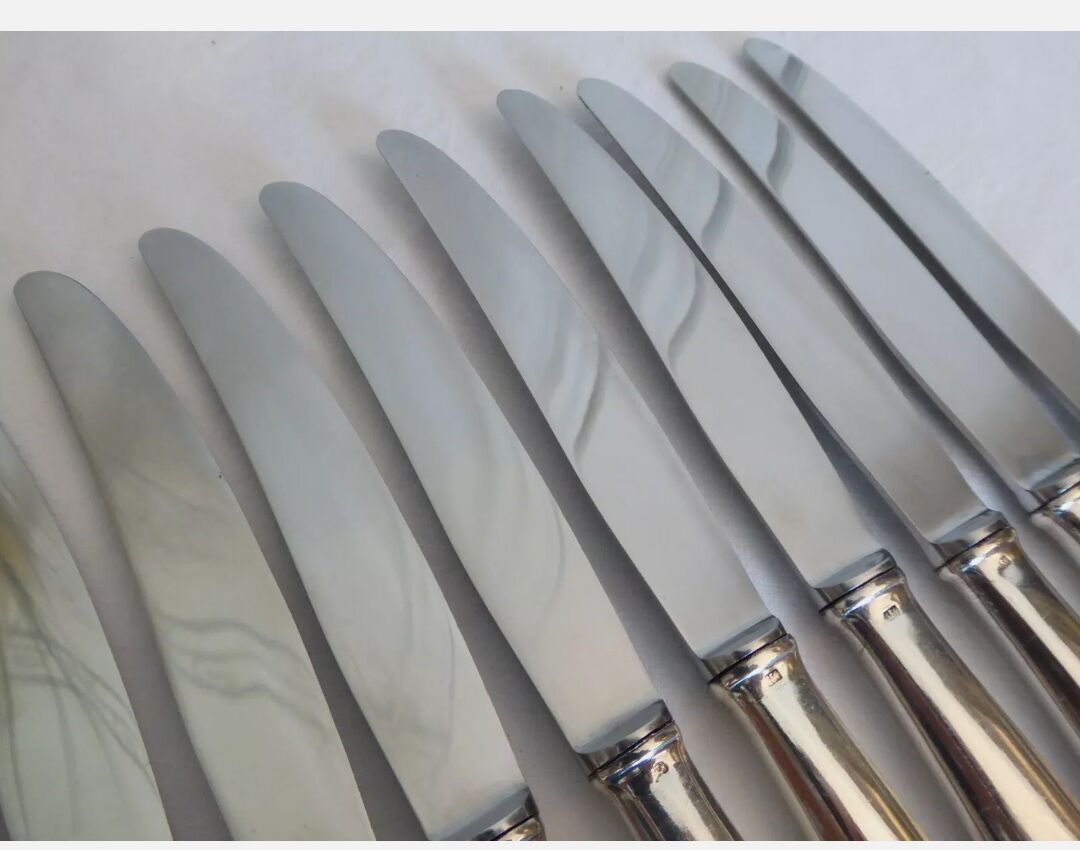 12 silver metal knives