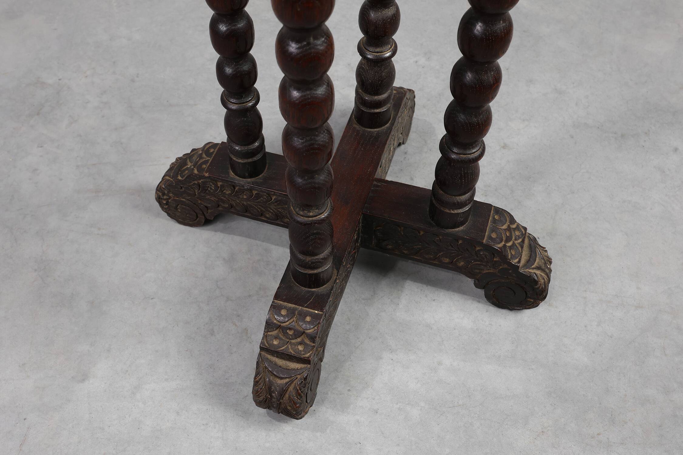 French octagonal Rustic Baroque Oak Side Table, circa 1850