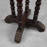 French octagonal Rustic Baroque Oak Side Table, circa 1850