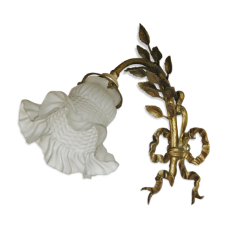 Sconce in golden brass and glass
