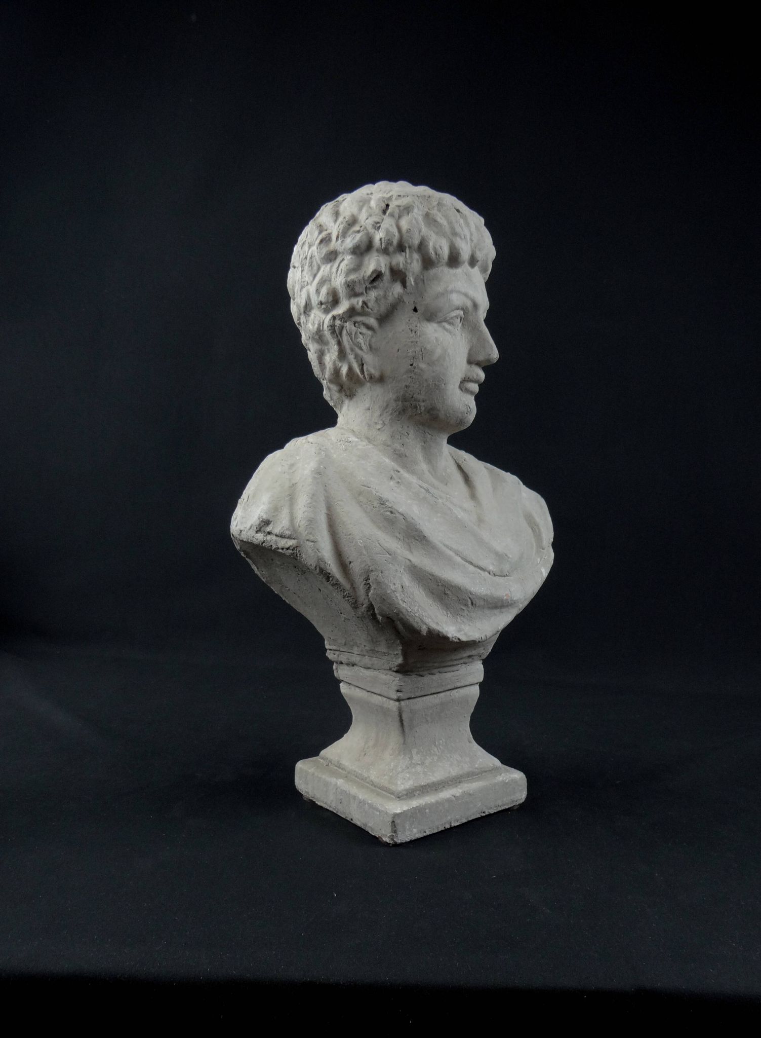 Bust of Marcus Aurelius Caesar as a teenager, in terracotta with a grey patina, 20th century