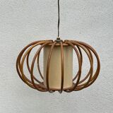 Vintage rattan pendant lamp with Japanese paper lampshade