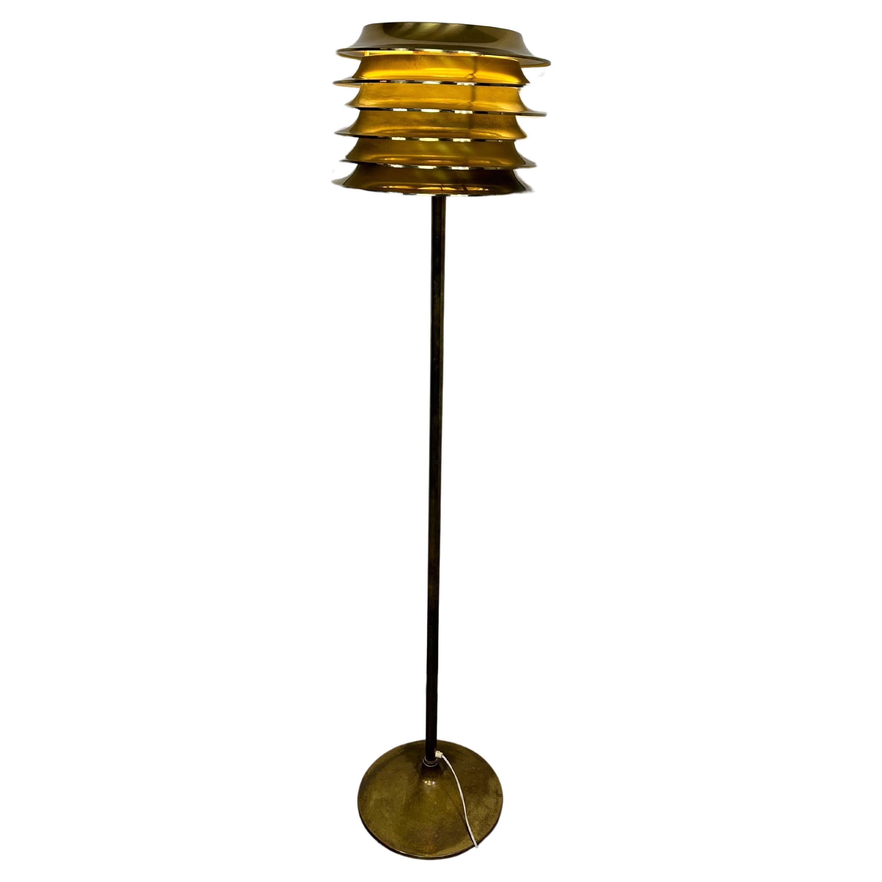Brass floor lamp designed in the mid-century by Kari Ruokonen for Lynx Finland.