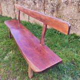 Brutalist bench solid wood 200 cm vintage French 50-60