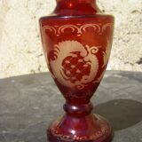 Vase with Hyacinth era Napoleon III , Bohemian Crystal , Garnet Red