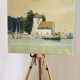 Oil painting on canvas of the old port of Honfleur signed Alain Huin.