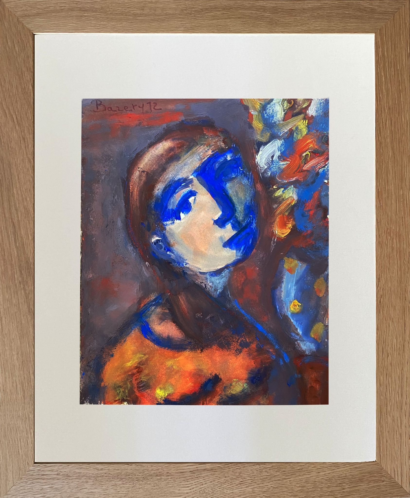 Portrait of the young woman in blue Henriette Barety 1973