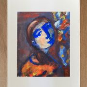Portrait of the young woman in blue Henriette Barety 1973