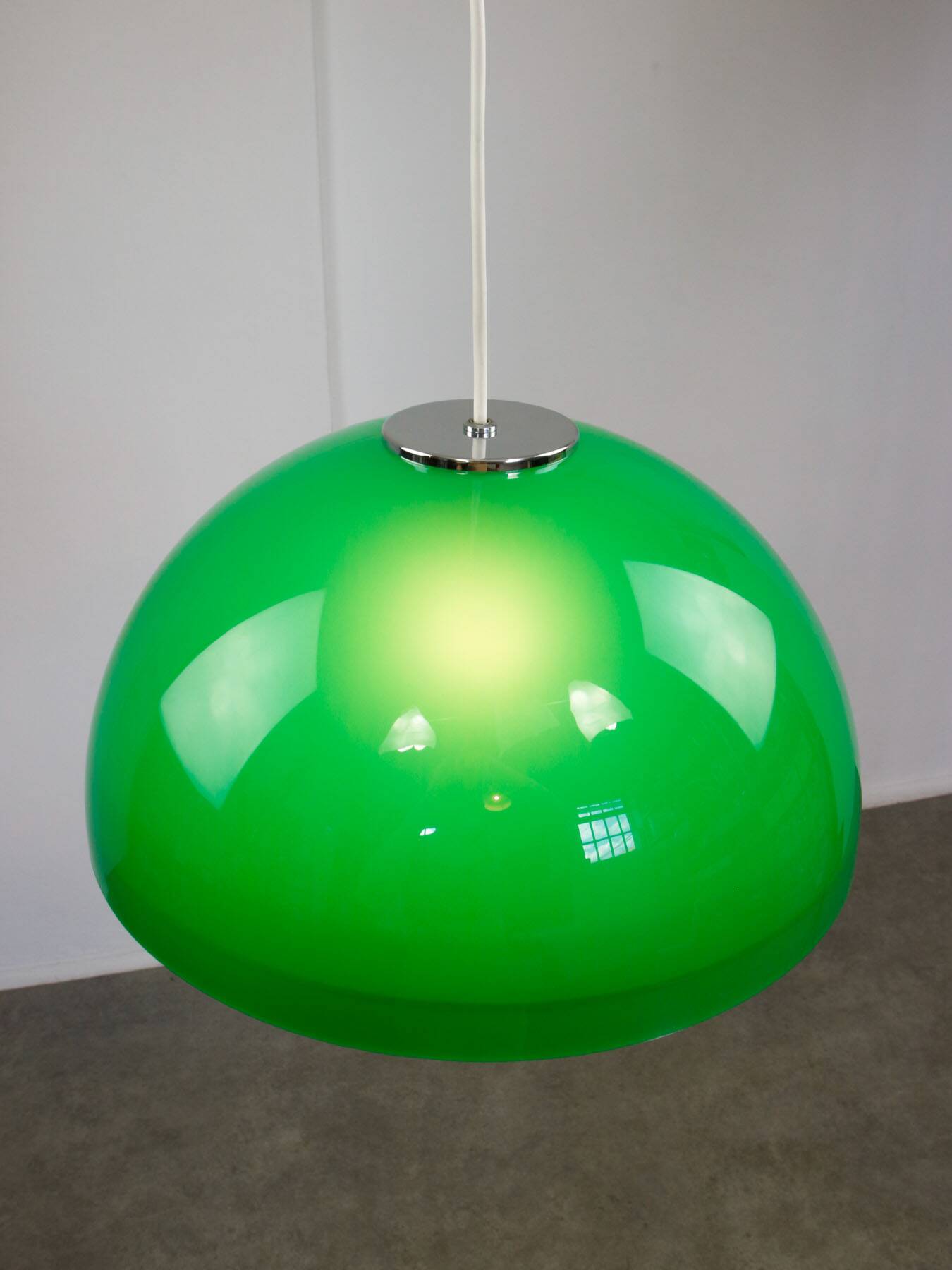 Italian Space Age Pendant in Brass and Acrylic Glass, 1970s