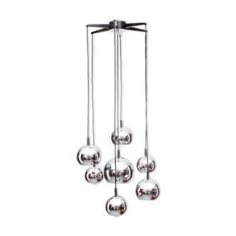 Lustre 7 chrome spheres Hollande années 1970