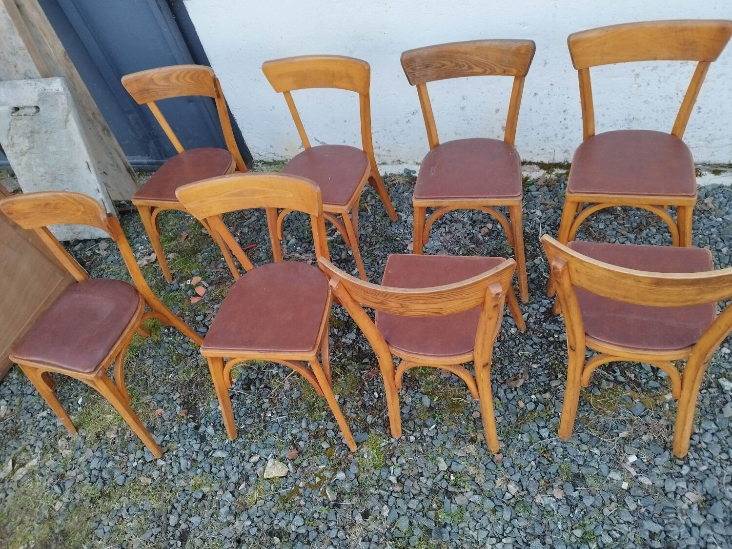 Set of  8 chairs bistro bar kitchen wood