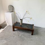 Table basse en chêne et ardoise 1950