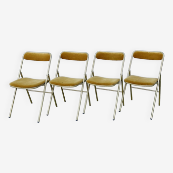 Set of 4 folding velvet chairs, Souvignet brand