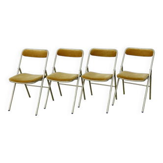 Set of 4 folding velvet chairs, Souvignet brand