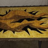 Vintage lava stone console signed Jean Jaffeux