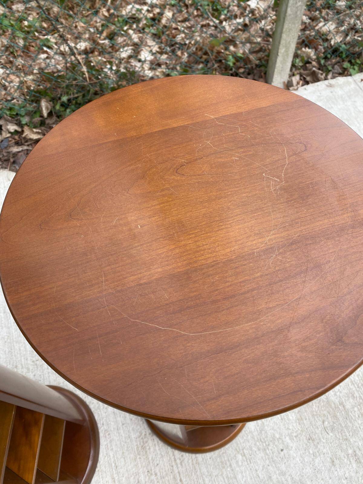 Pair of wooden swivel stools