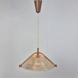 Wabi sabi sisal and plywood pendant lamp by Temde, Switzerland 1960s