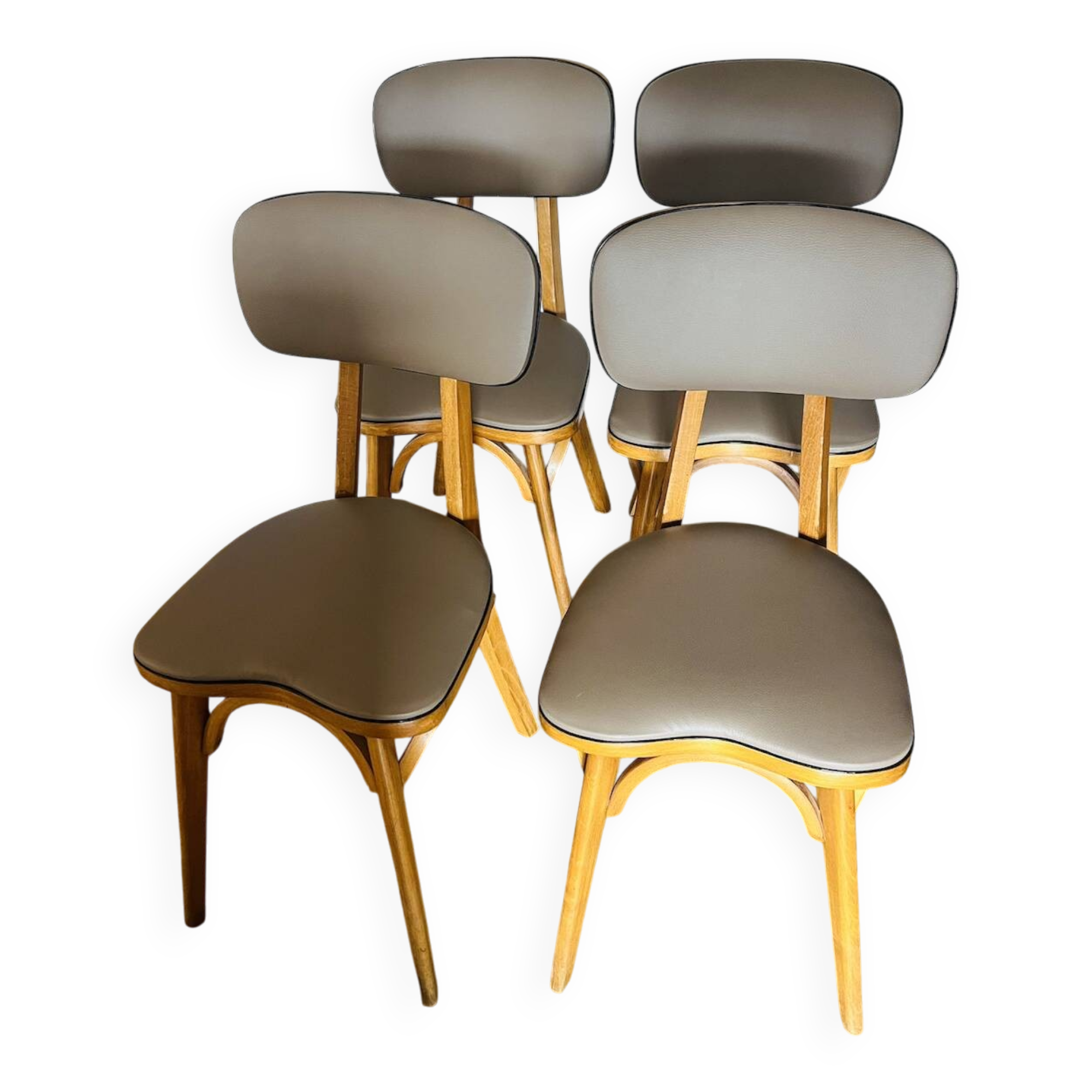 4 Bistro Chairs, Medium Varnished Oak (Baumann), Compass Legs