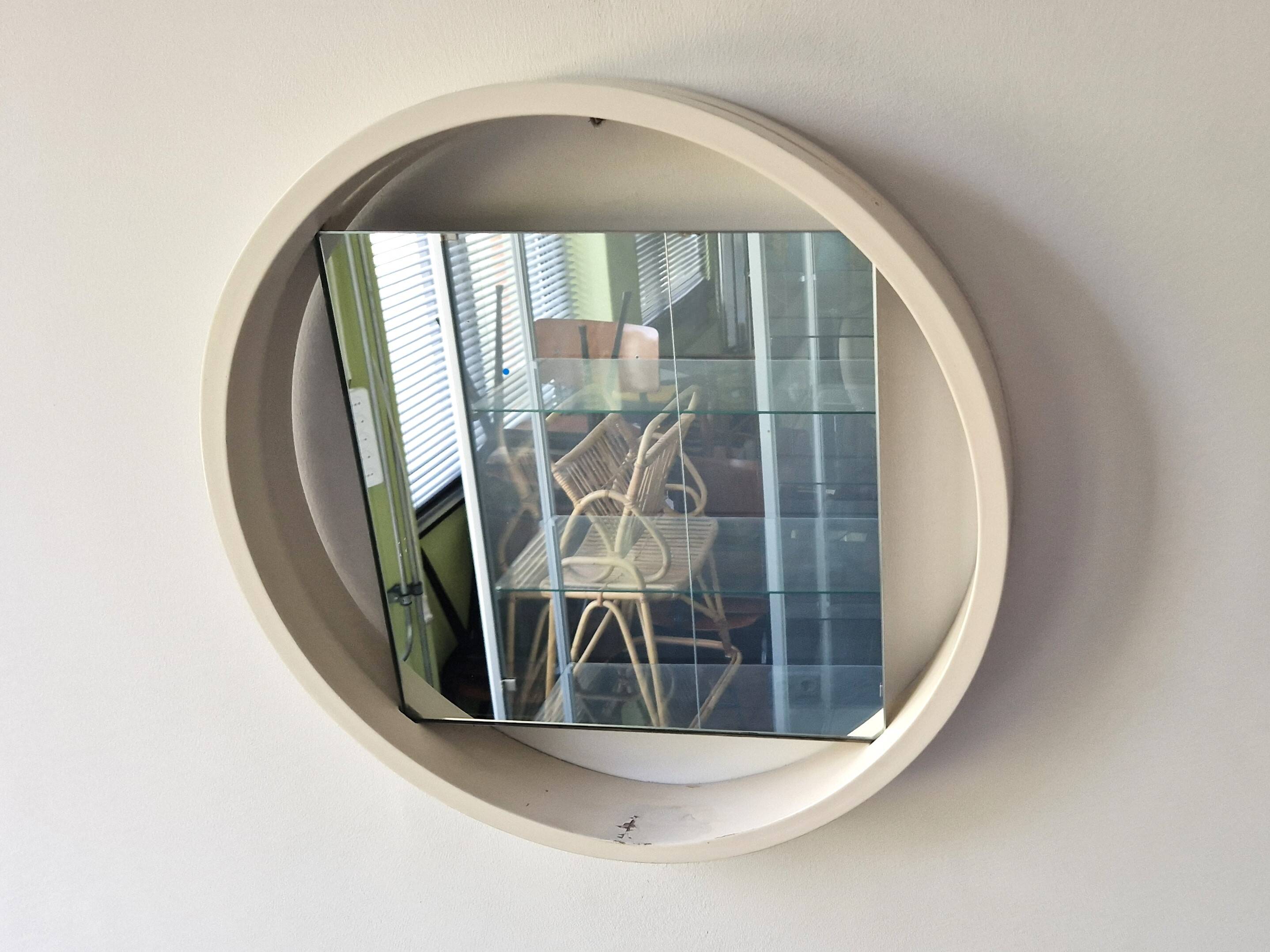White ‘DZ84’ mirror by Benno Premsela for ‘t Spectrum, The Netherlands 1950's