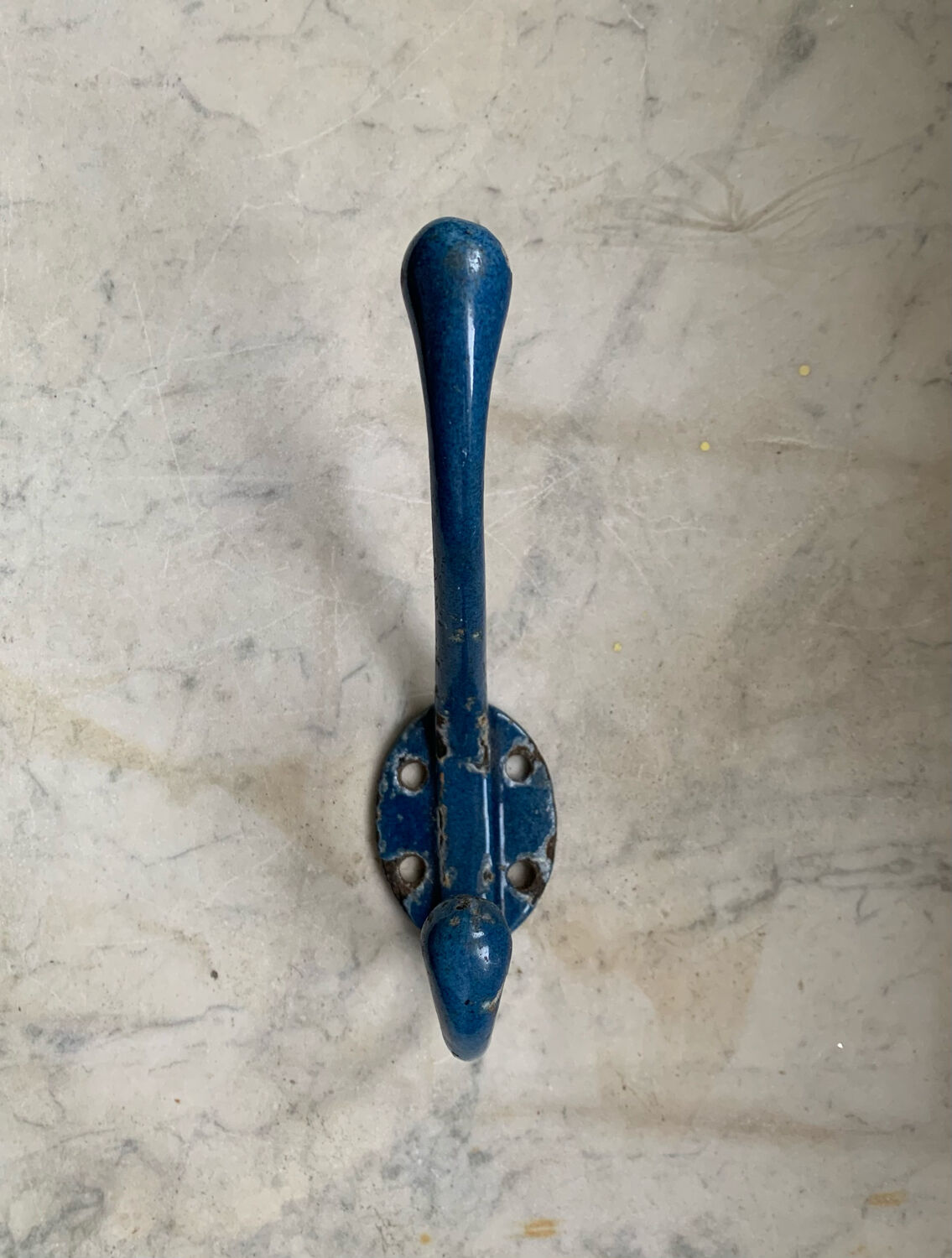 Blue enamelled cast iron hook