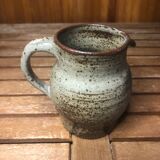 Old vintage brown stoneware pitcher le cep #a429