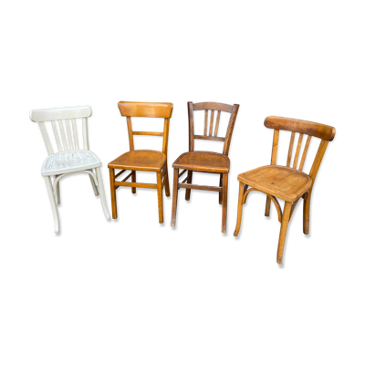 4 chaises bistrot dépareillé bois courbé