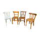 4 mismatched curved wooden bistro chairs