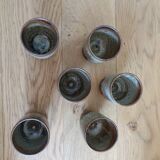6 standing cups in pyrite stoneware