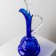 Murano cobalt blue glass carafe with clear handle and stopper - 1960s Italy, vintage mid-century design