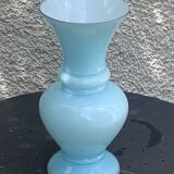 Large vintage pastel blue opaline vase