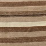 Dark Brown & Beige Striped Pattern Turkish Kilim Rug, 311x394Cm