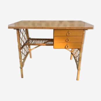 Louis Sognot rattan desk