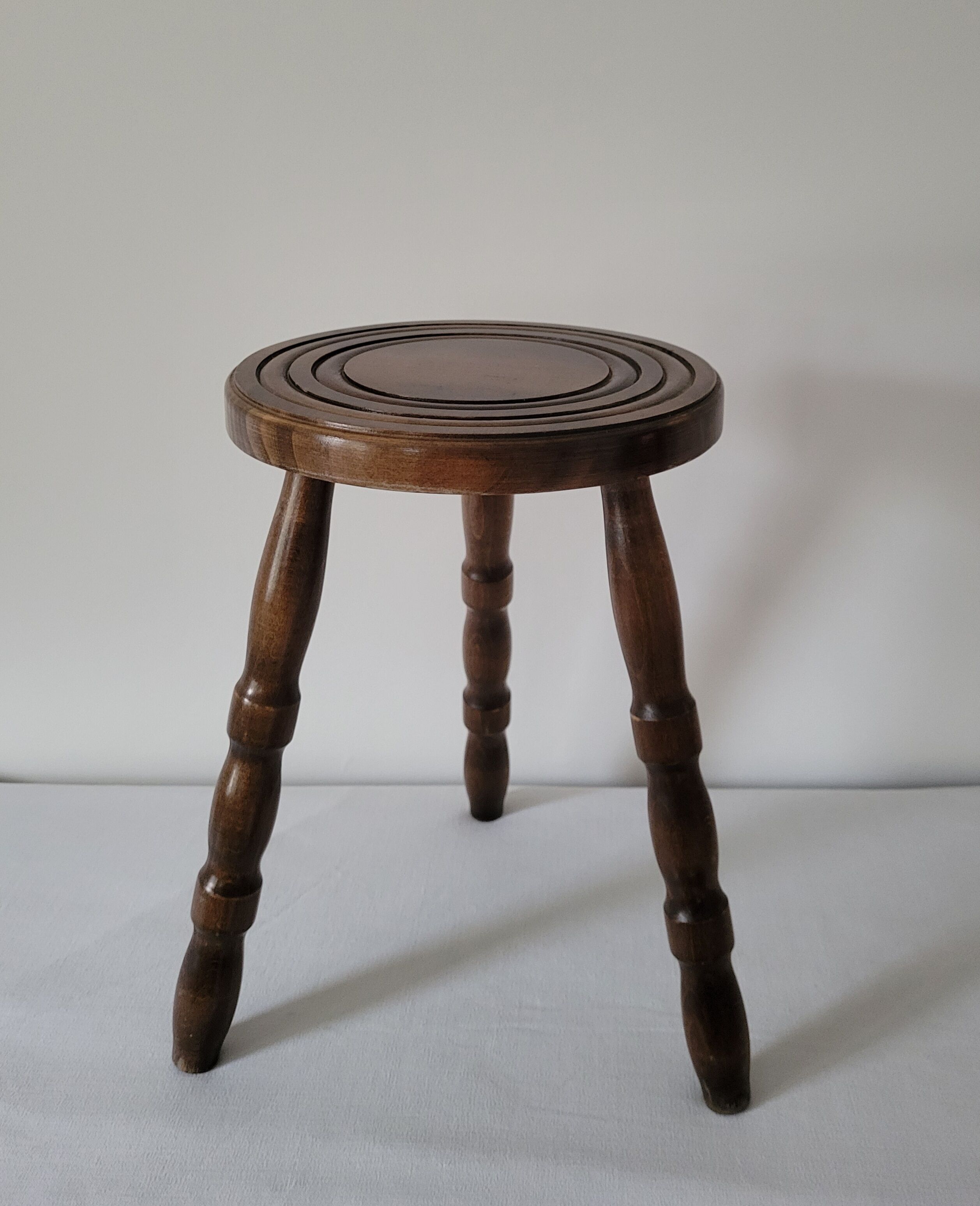 Brutalist stool in turned wood