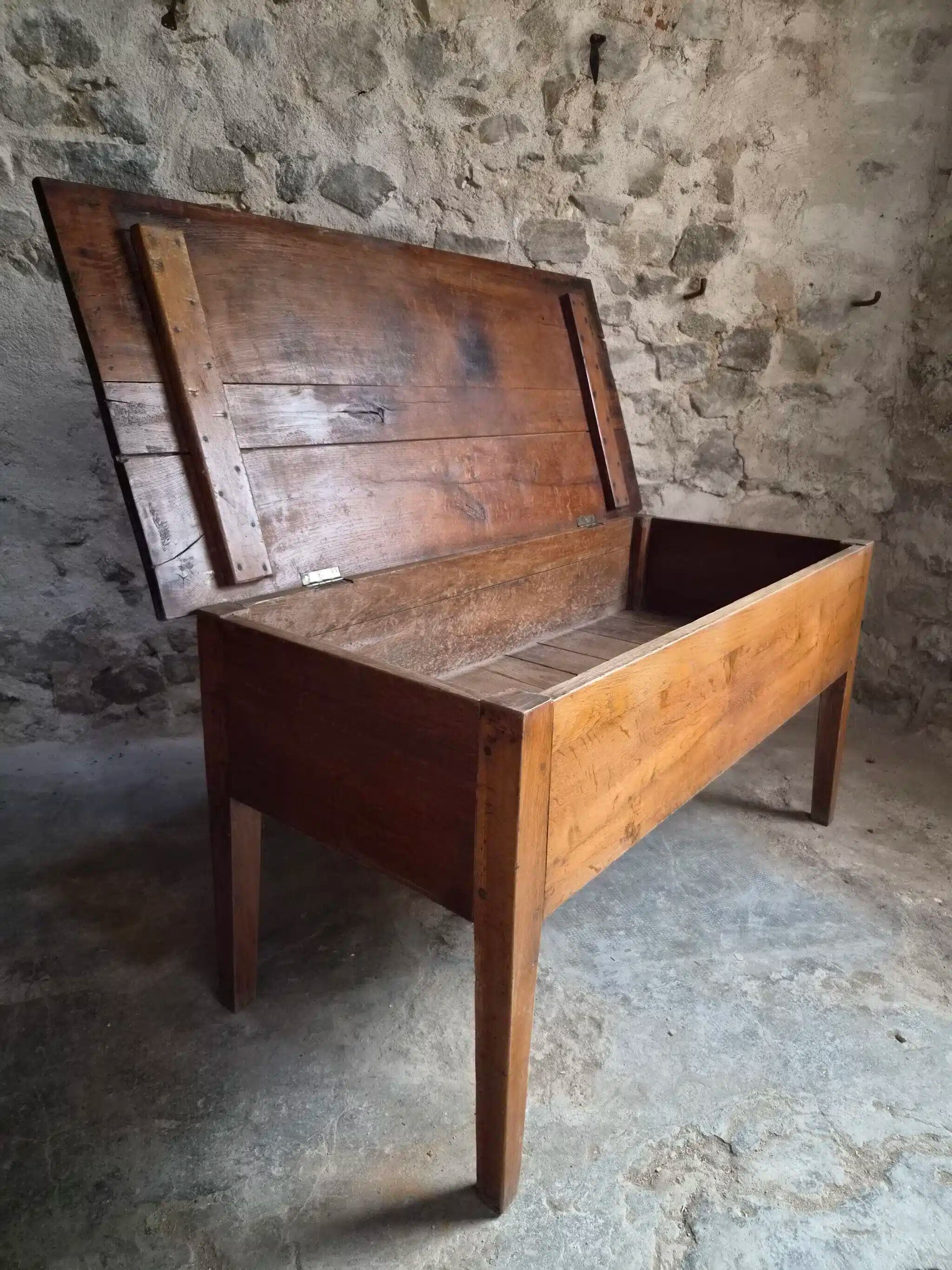 Antique oak flour chest from France, 19th century.