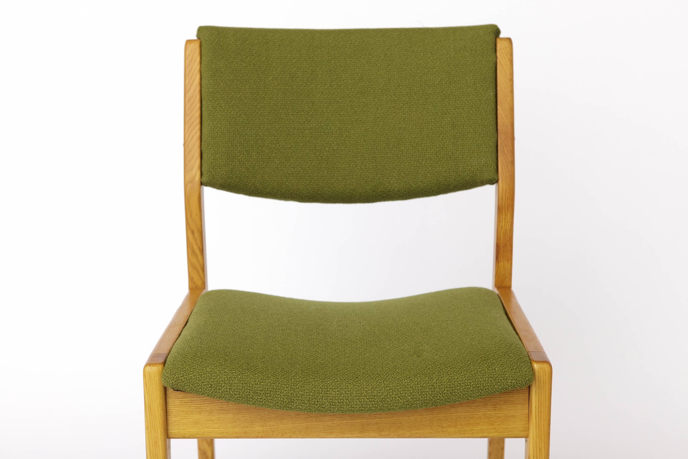 Vintage Scandinavian Oak Chair, 1970s, Norwegian Design, Newly Upholstered