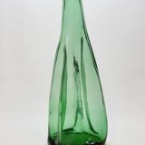Ancienne Grande Bouteille En Verre Pressé Moulé Vert Écrasé Déformé