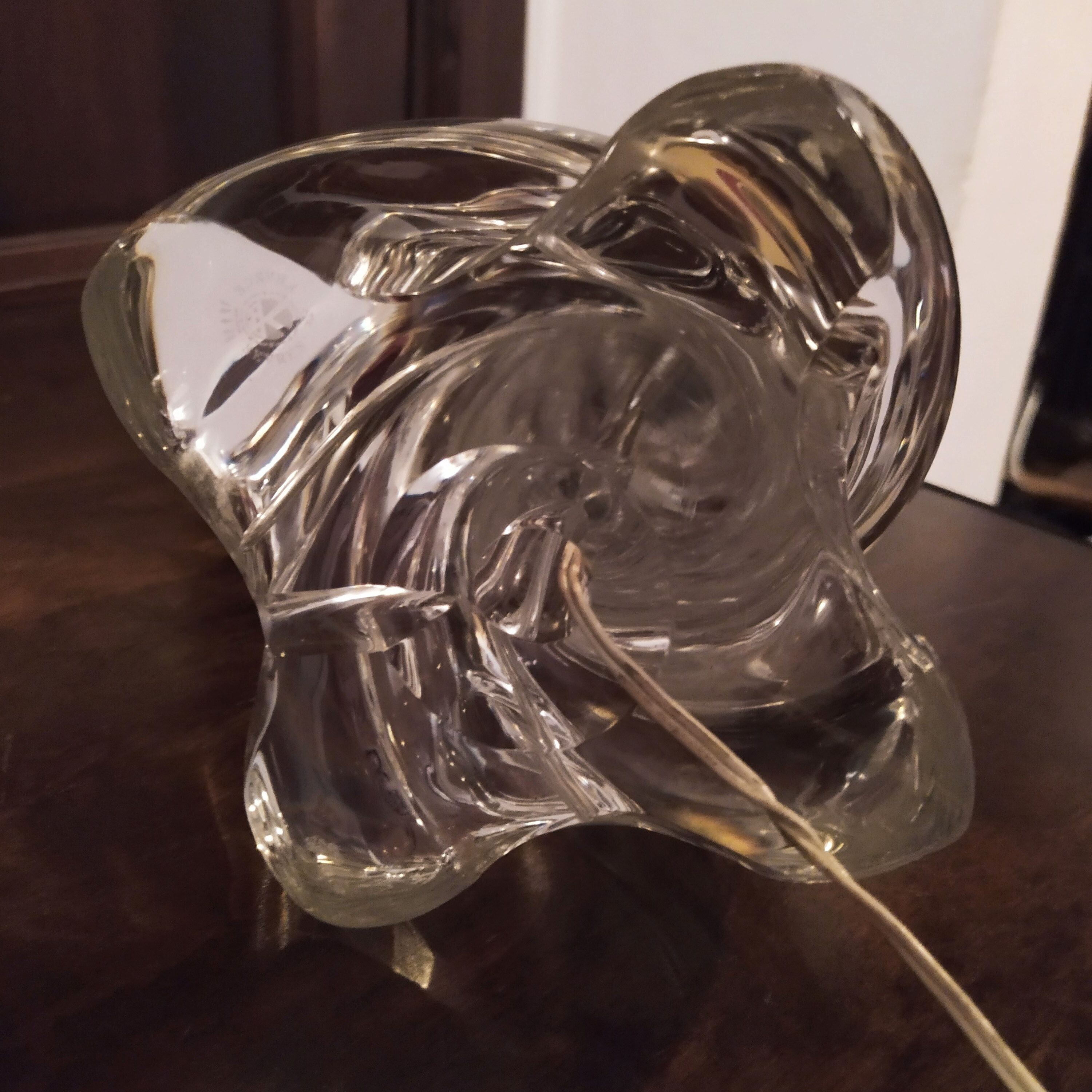 Lamp foot in twisted Sèvres crystal 1960