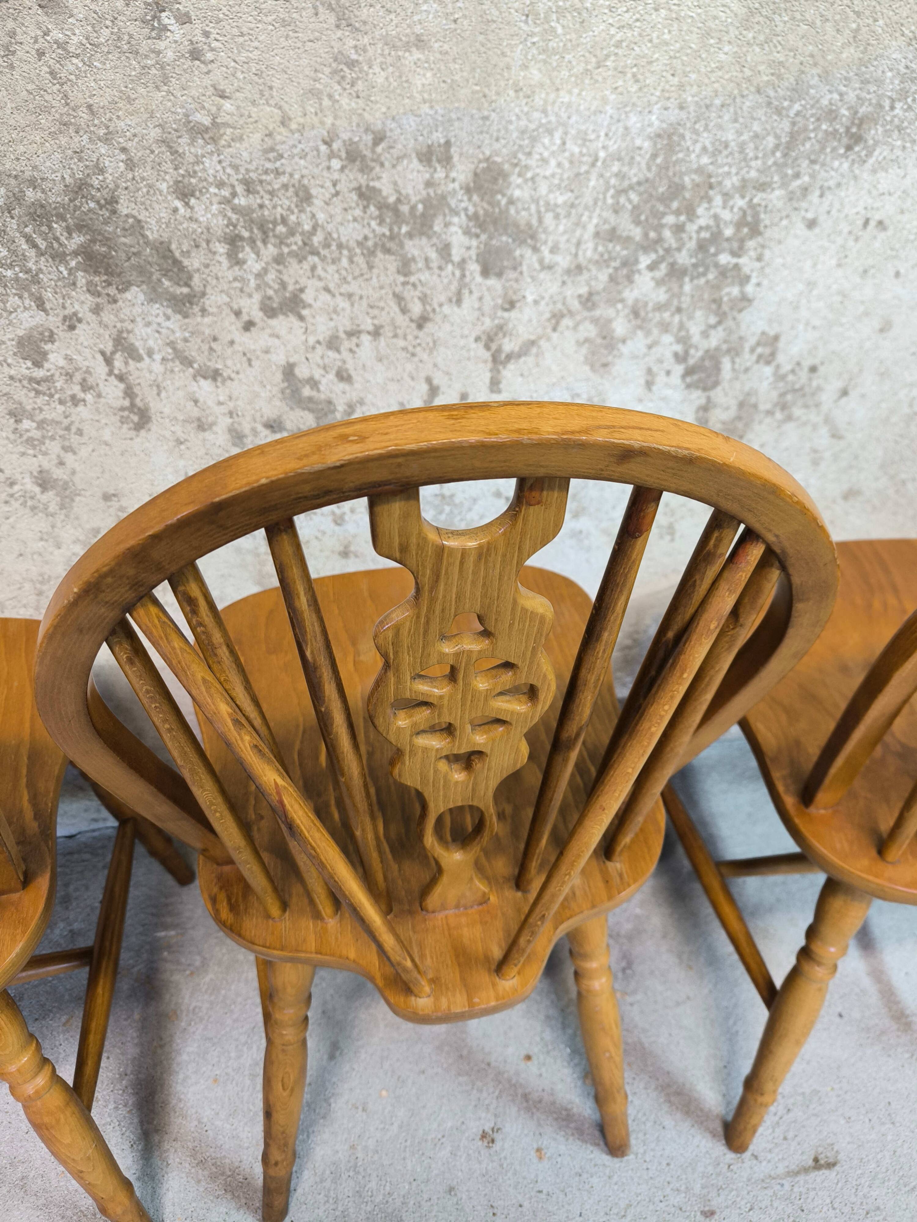3 vintage Windsor wheelback chairs