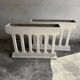 Pair of sculptural cast concrete planters in Off-White, mid-century brutalist style, long and rectangular.