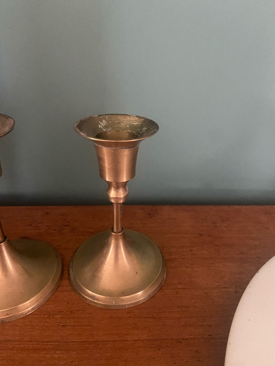 Pair of brass candle holders