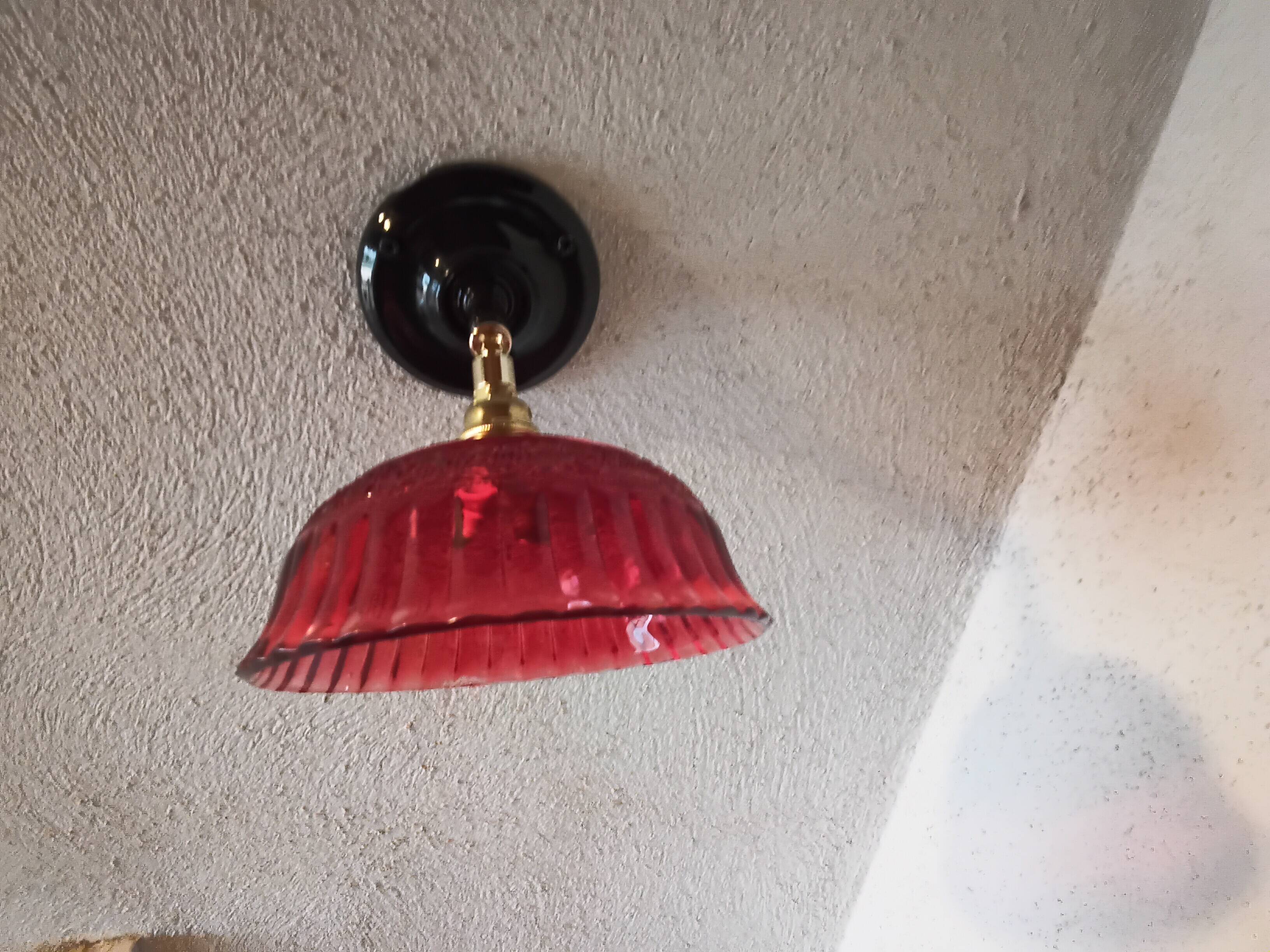 Vintage red glass wall light