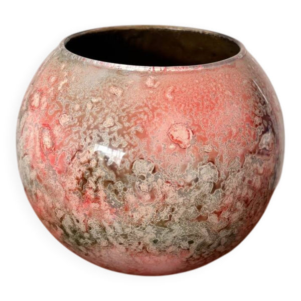 Cache-pot vintage Laque Line   Vase boule décoratif inclusion verre