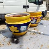 Pair of glazed terracotta planters