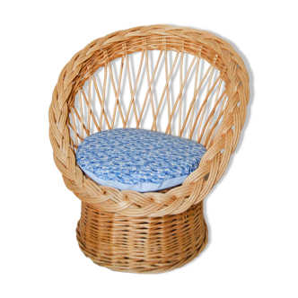Children's armchair in rattan and liberty fabric