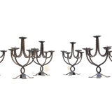 Vintage church brutalist hand forged iron candle holder