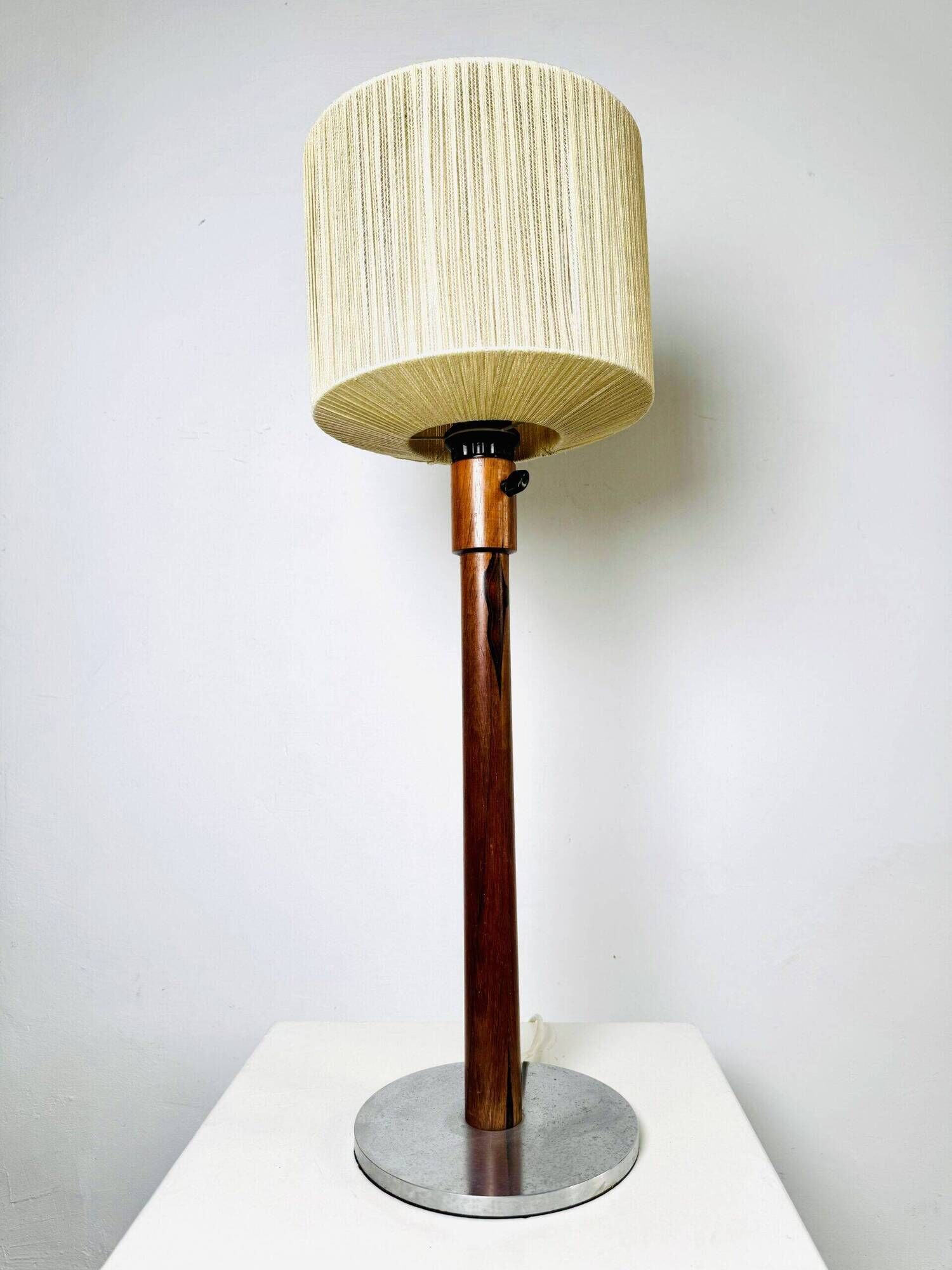 Large Size Wood & Sring Table Lamp By Uno & Östen Kristiansson For Luxus, Sweden 1960S