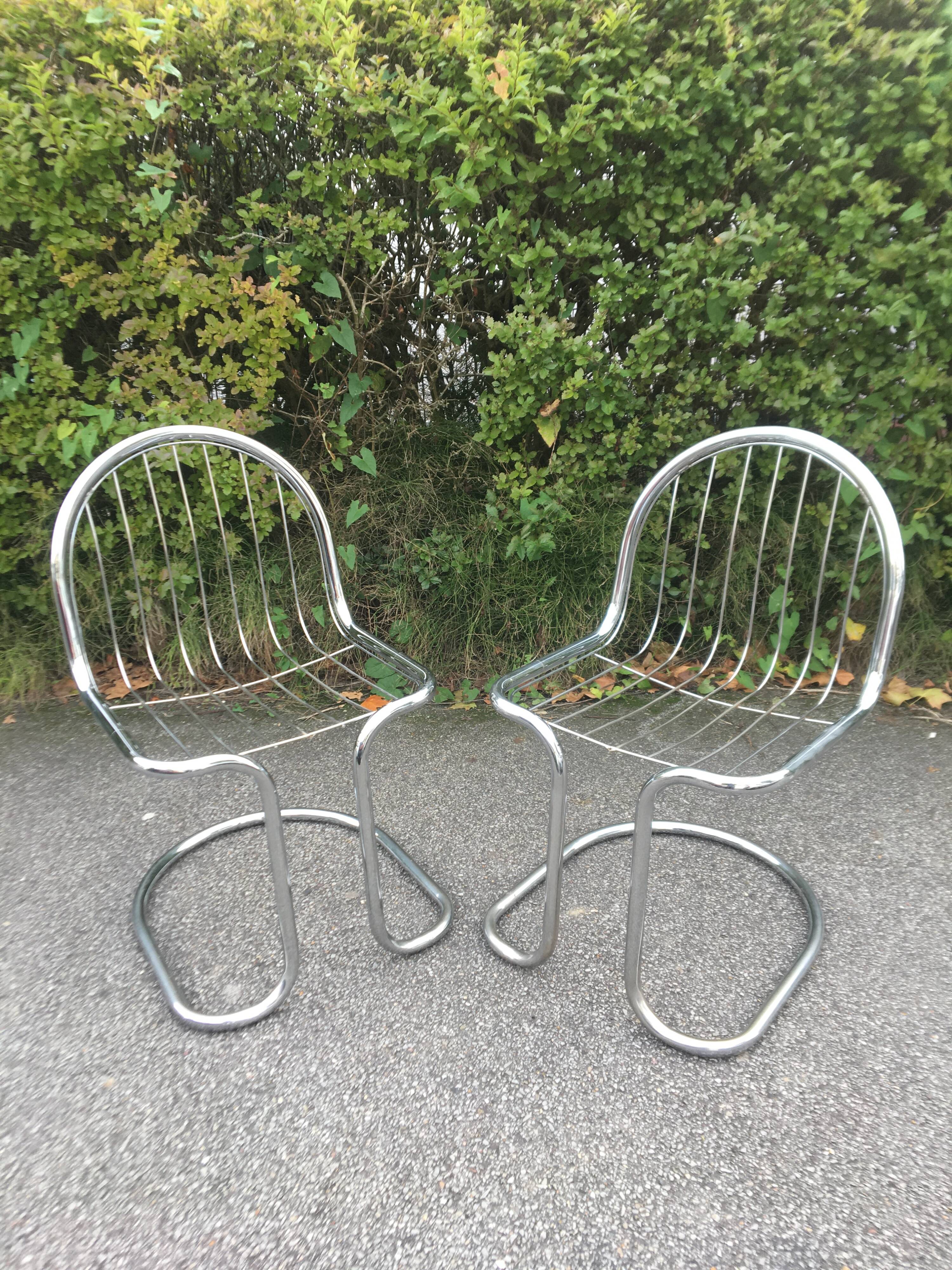 Chrome steel chairs from the 70