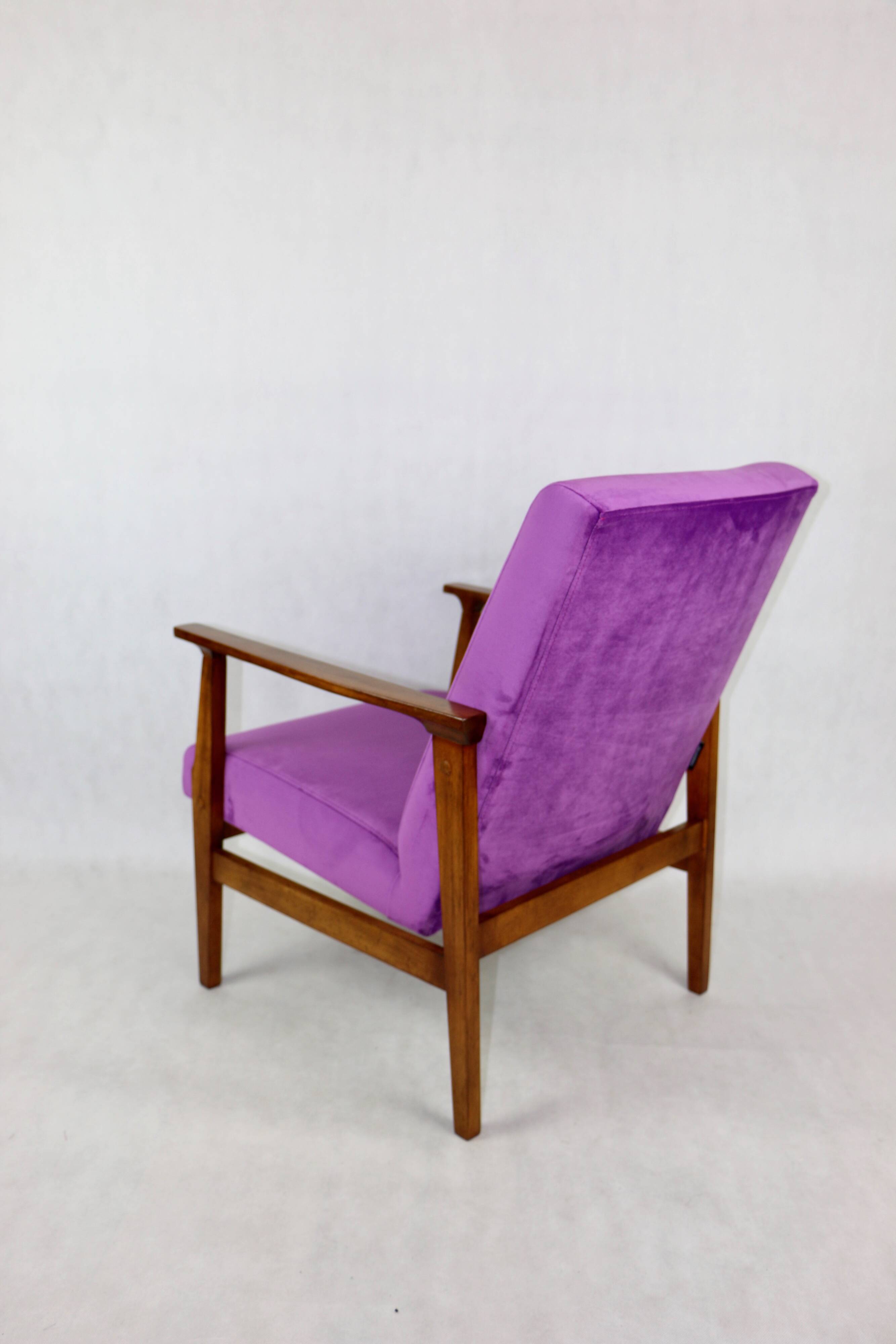 Vintage Violet Velvet Lounge Chair, 1970s