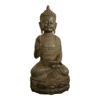 Bouddha ancien de 63 cm en bois